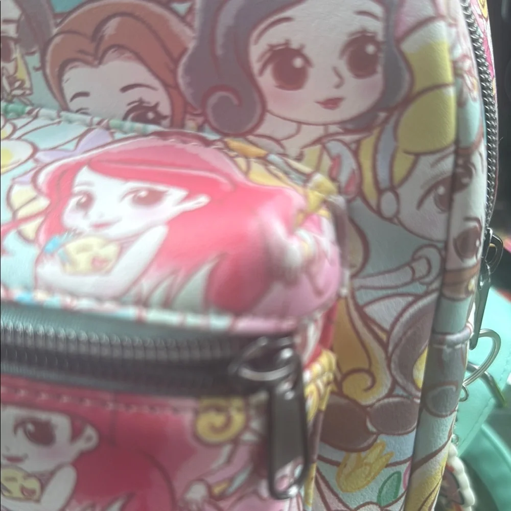 Loungefly Pink and Green disney princess Backpack